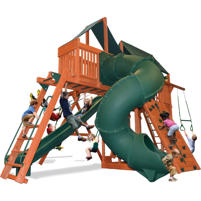 Playground One!® Extreme Fort Combo 5 - Green with Yellow Slide — Playground & Swing Sets