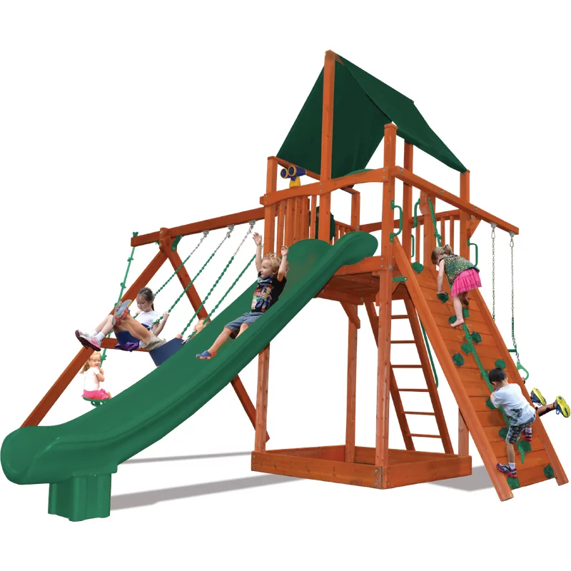 Playground One!® Supreme Fort Combo 2 Vert - Bleu Jaune — Aires de jeu et balançoires