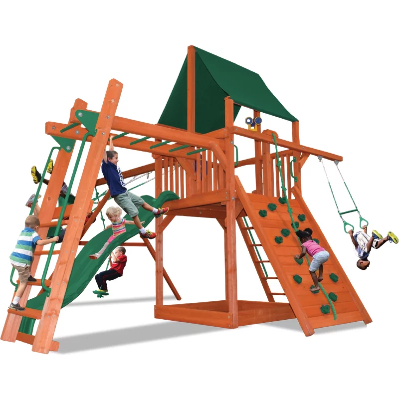 Playground One!® Deluxe Fort Combo 3 - Blue and Yellow — Playground & Swing Sets