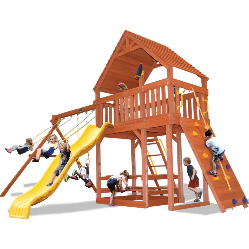 Original Fort Combo 2 XL Wood Roof - Blue Yellow — Playground & Swing Sets