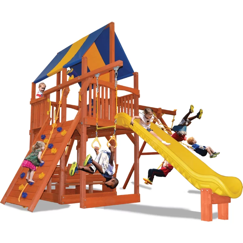Turbo Deluxe Fort XL - Solid Green with Green Slide — Playground & Swing Sets