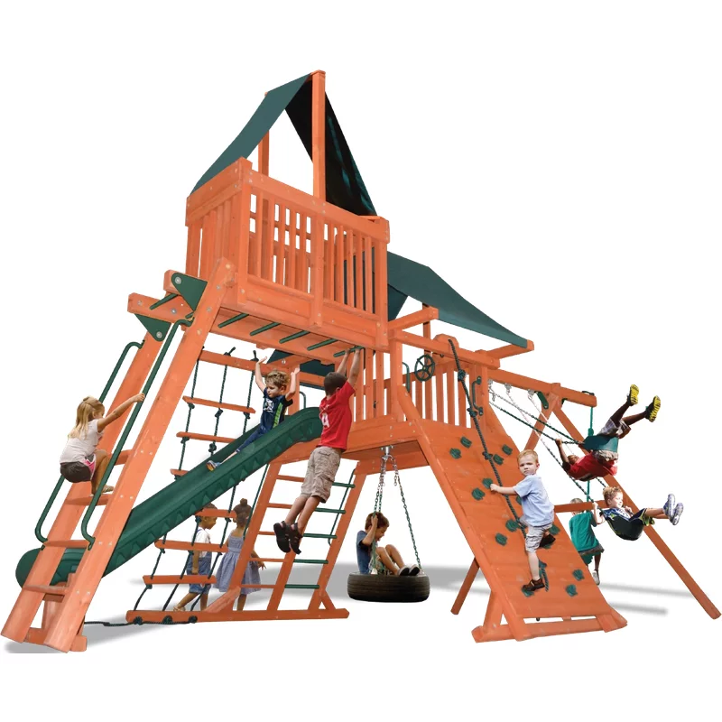 Turbo Original Playcenter Combo 4 - Solid Green with Slide — Playground & Swing Sets