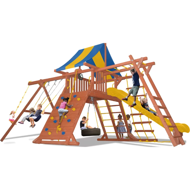 Turbo Original Playcenter Combo 3 - Solid Green with Yellow Slide — Playground & Swing Sets