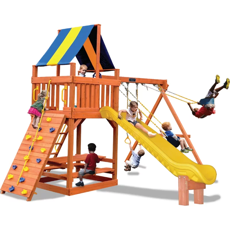 Turbo Original Fort Combo 2 - Vert solide avec glissière verte — Aires de jeu et balançoires