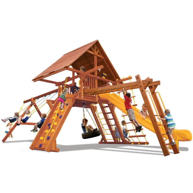 Playground One!® Supreme Playcenter Combo 3 avec toit en bois — Aires de jeu et balançoires