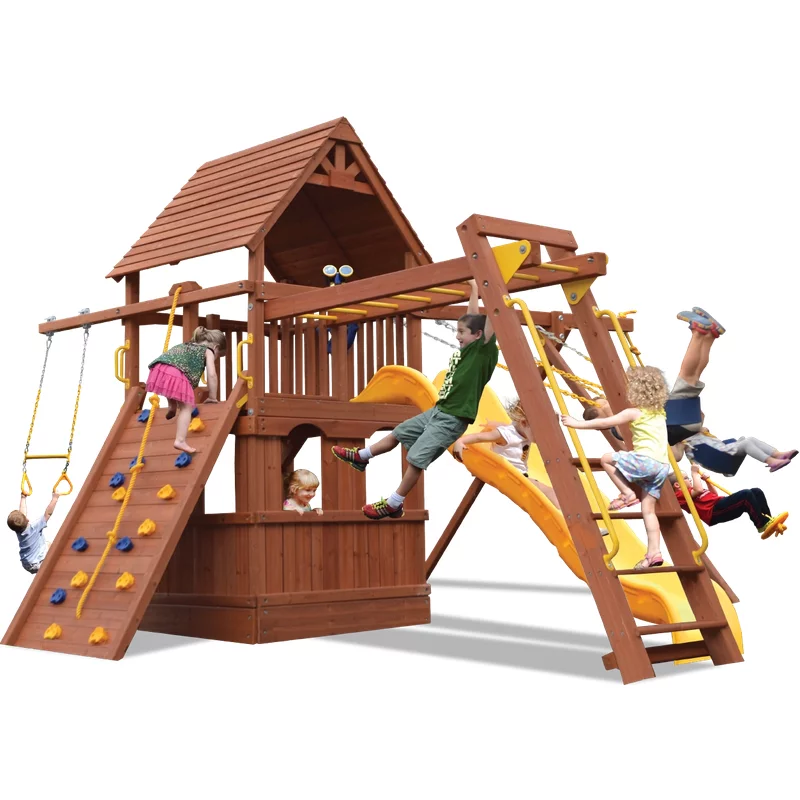 Playground One!® Deluxe Fort Combo 3 avec Maison de Jeu — Aires de jeu et balançoires