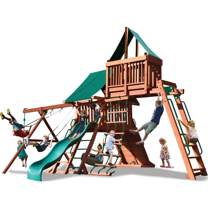 Playground One! Original Playcenter Combo 4 - Vert avec glissade jaune — Aires de jeu et balançoires