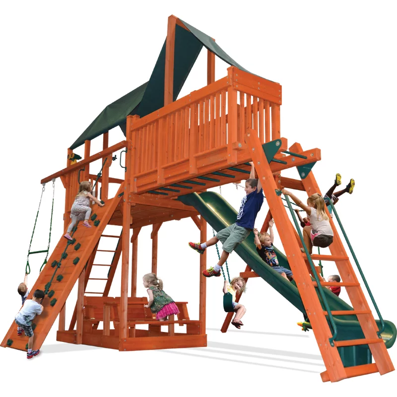 PROformance Hoops® Fort Combo Extrême 4 - Vert avec Toboggan — Aires de jeu et balançoires