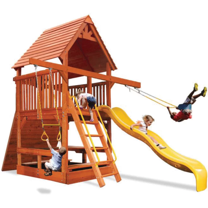 Playground One!® Fort Deluxe Spacesaver avec bras double — Aires de jeu et balançoires