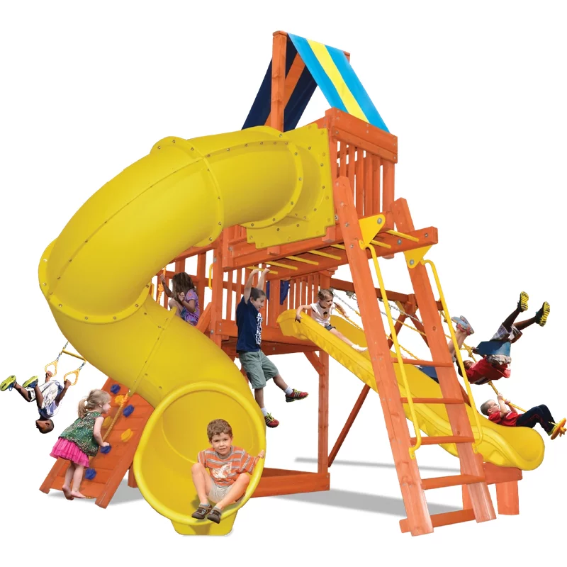 Turbo Deluxe Fort Combo 5 - Bleu Jaune — Aires de jeu et balançoires