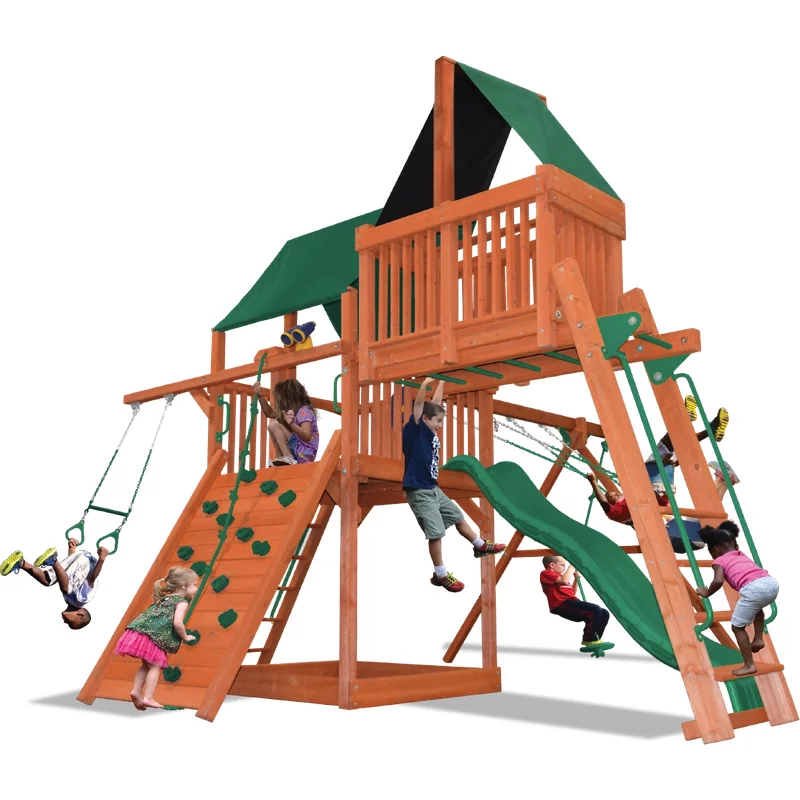 Playground One!® Deluxe Fort Combo 4 - Blue Yellow — Playground & Swing Sets