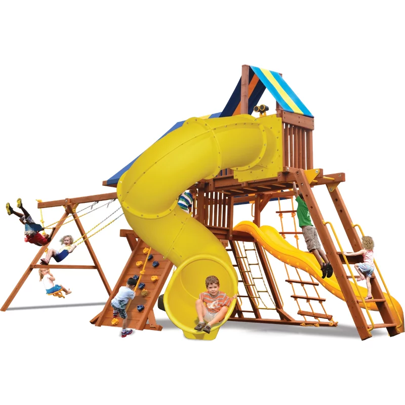 Playground One!® Combo Deluxe Playcenter 5 - Vert Solide avec Glissades