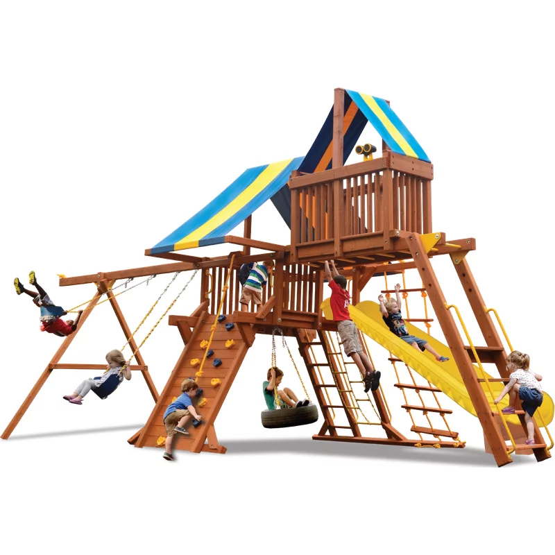 Turbo Deluxe Playcenter Combo 4 - Vert uni avec glissade jaune