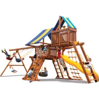 Playground One!® Combo de Playcenter Deluxe 4 - Vert Solide avec Toboggan Jaune