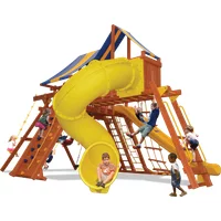 Playground One!® Extreme Playcenter Combo 5 - Vert solide avec toboggans jaunes
