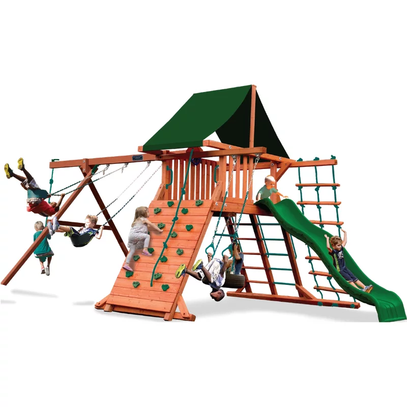 Playground One!® Original Playcenter Combo 2 - Vert solide avec glissière — Aires de jeu et balançoires