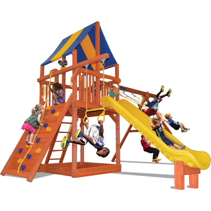 Turbo Deluxe Fort Combo 2 - Solid Green with Yellow Slide