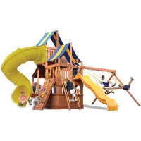 Playground One!® Original Fort High Roller - Green with Yellow Slides — Playground & Swing Sets
