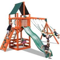 Playground One!® Classic Fort Combo 2 - Solid Green with Yellow Slide