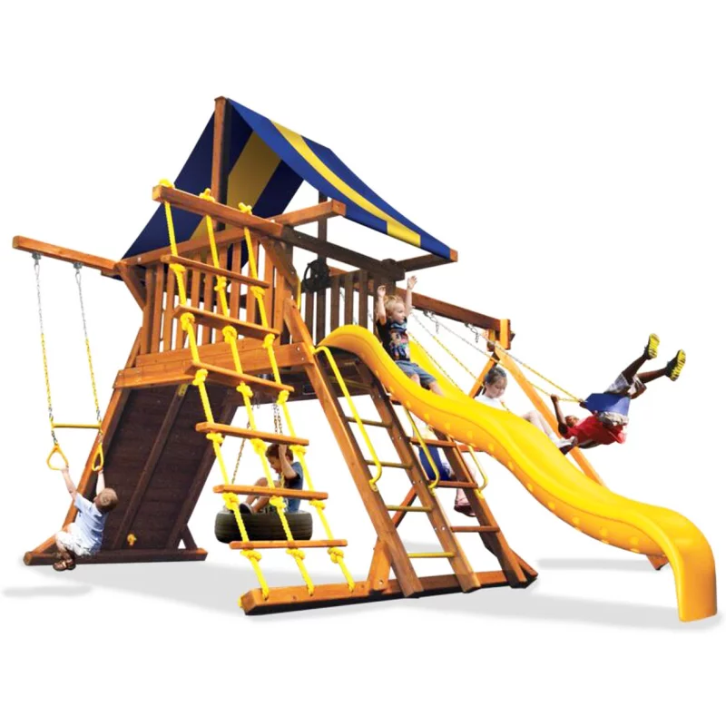 Playground One!® Original Playcenter Spacesaver 2 - Vert avec Glissade Jaune — Aires de jeu et balançoires
