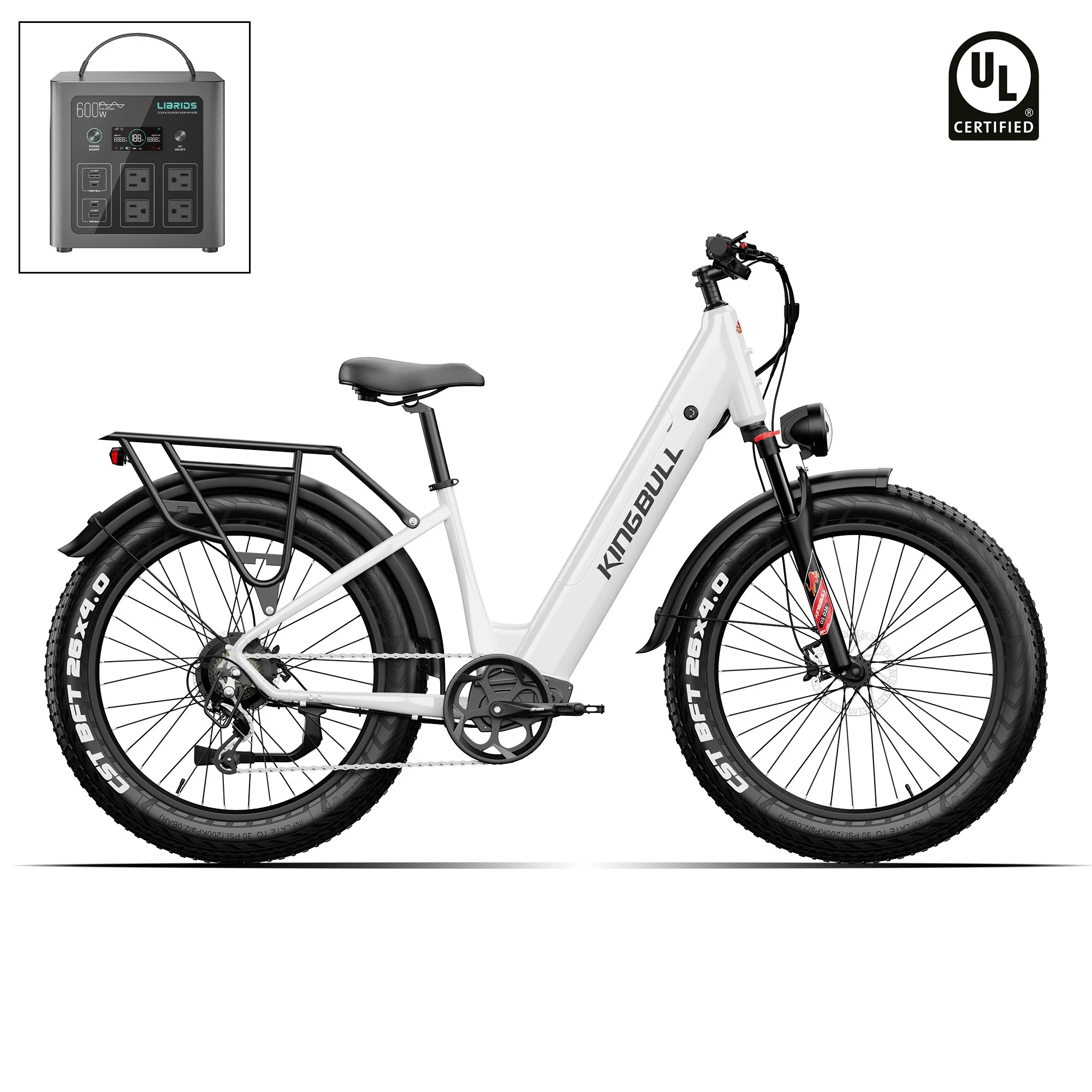 Vélo électrique Kingbull Discover ST 2.0 tout-terrain et ville blanc