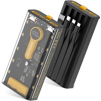 10000mAh Transparent Power Bank with Built-in Cables