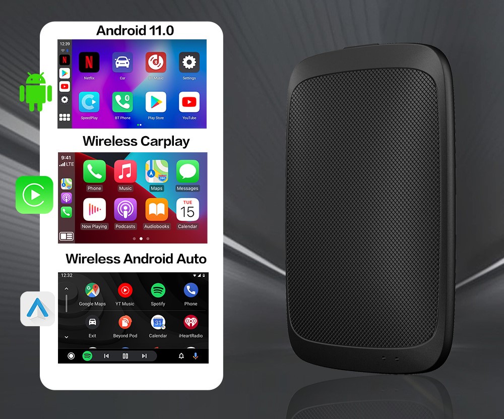 4-in-1 Wireless CarPlay Adapter with Netflix and YouTube Support