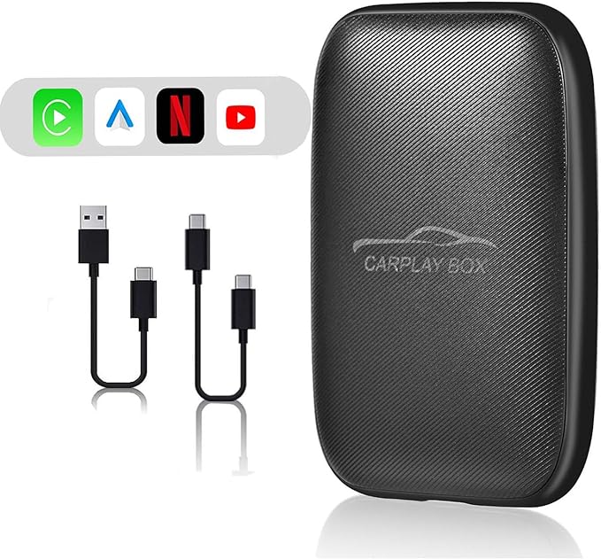 Adaptateur Carplay sans fil 3 en 1 avec support Netflix et YouTube — Adaptateur Bluetooth pour voiture