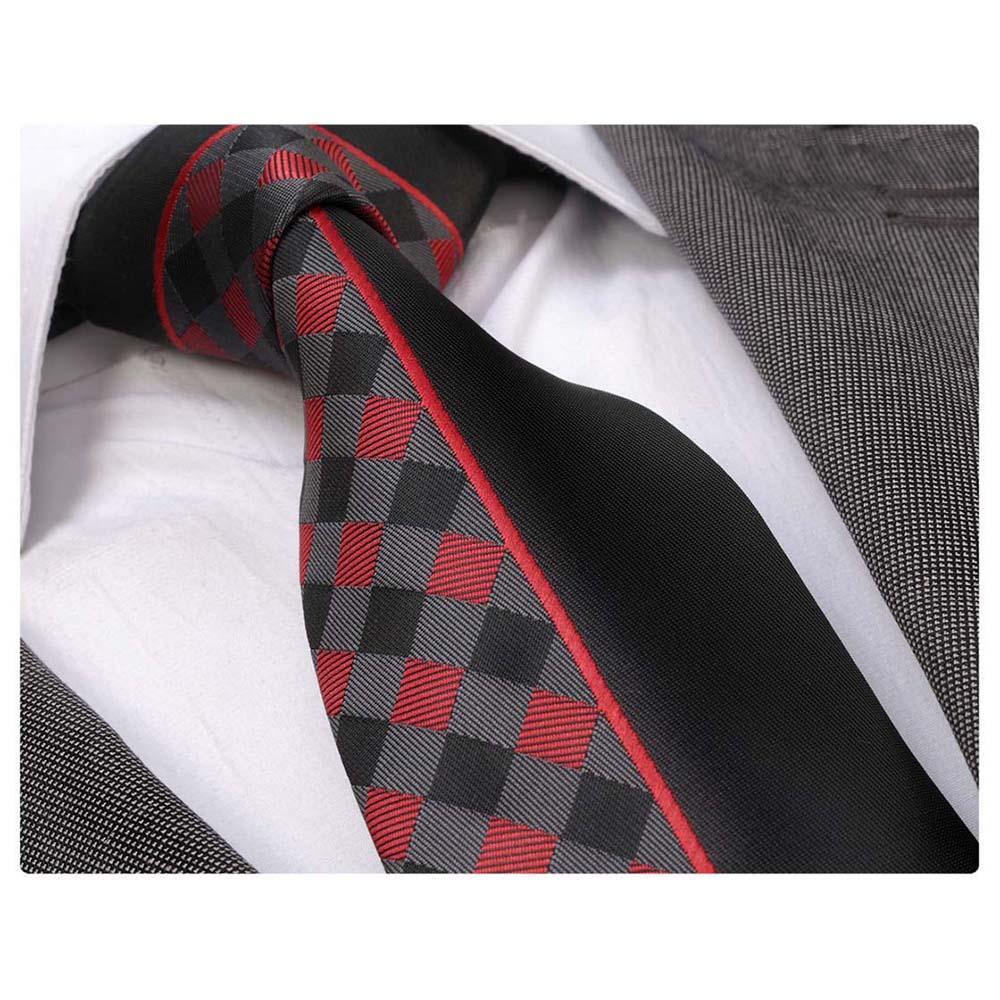 Men's Designer Silk Necktie in Black and Red Plaid with Gift Box — Fashion Accessories