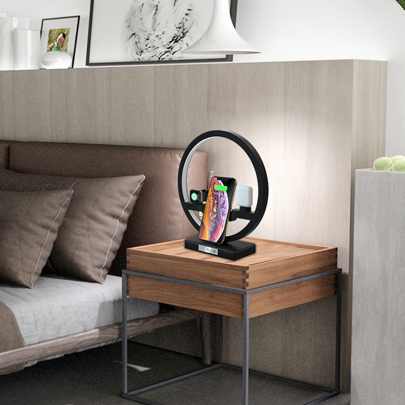 Station de Charge Sans Fil Qi 30W avec Lampe de Bureau LED