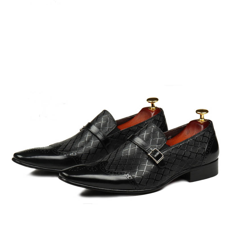 Chaussures Derby en Cuir pour Hommes avec Design Respirant et Boucle — Chaussures décontractées pour hommes