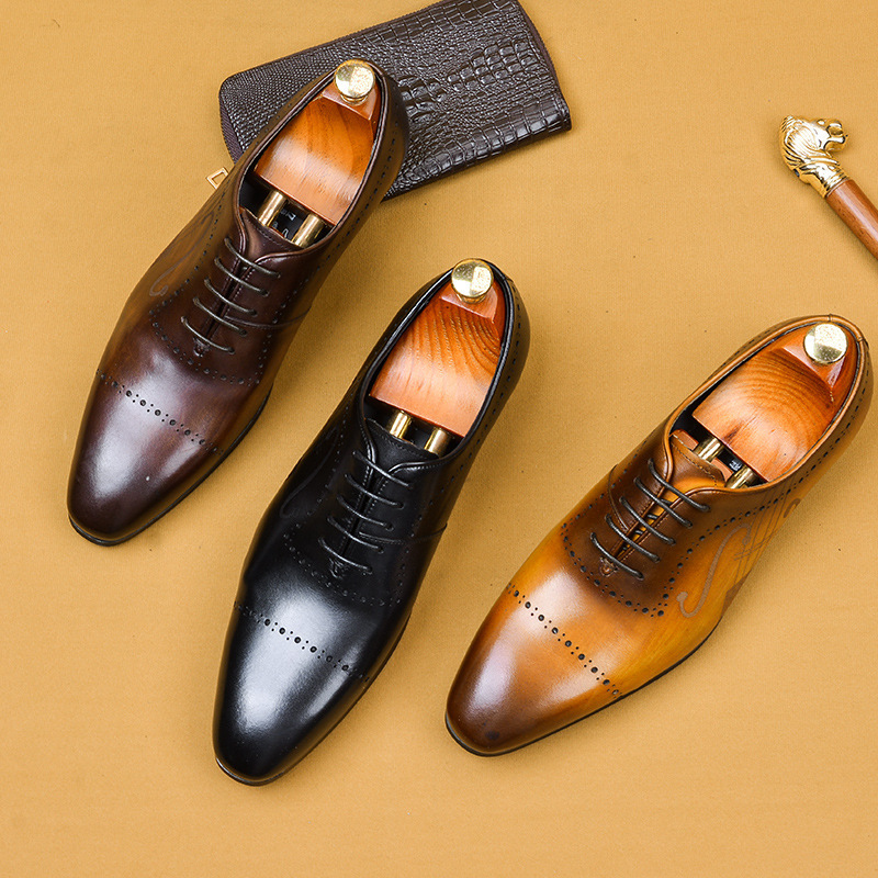 Chaussures de Ville en Cuir Oxford pour Hommes British — Chaussures décontractées pour hommes