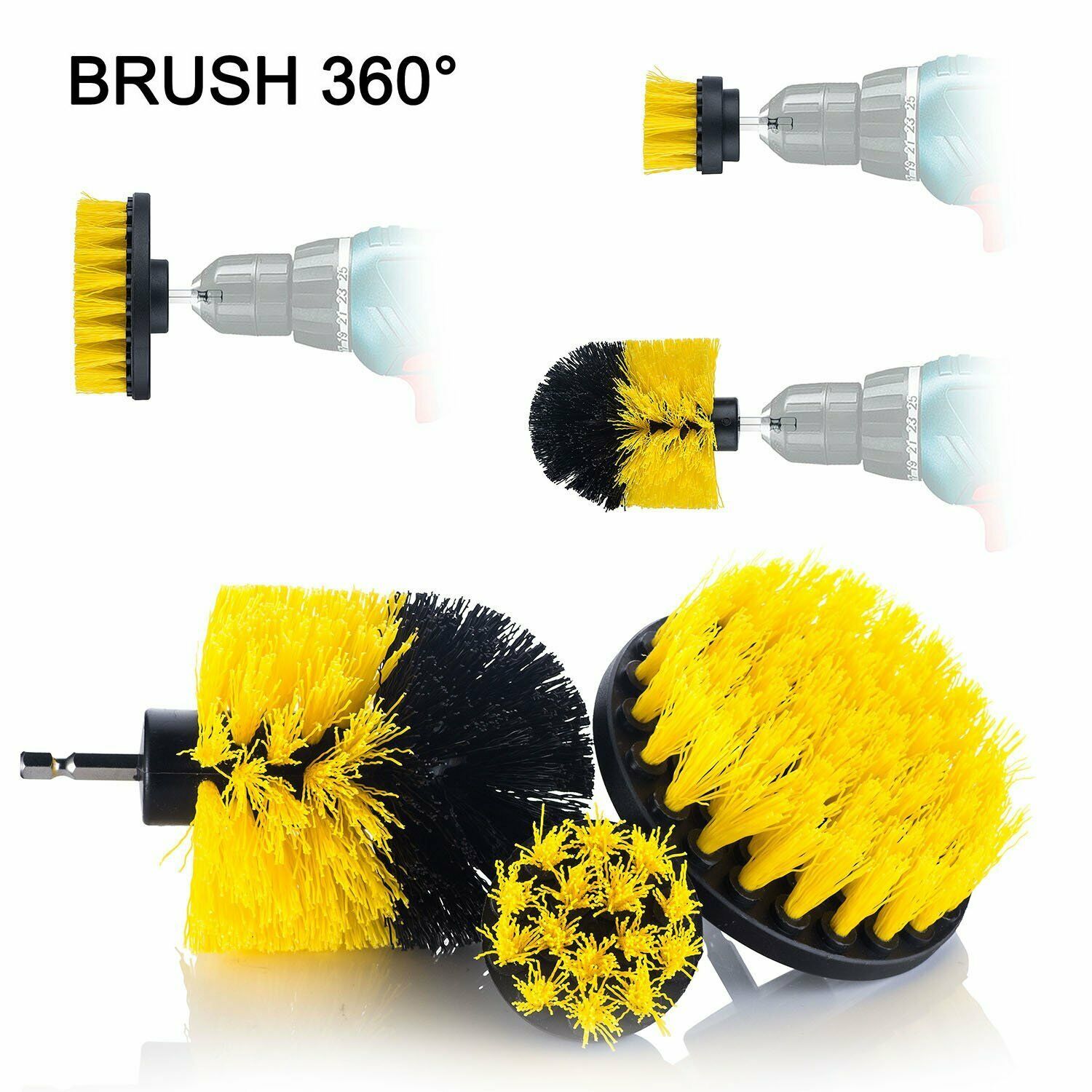 Ensemble de brosses de nettoyage pour perceuse pour voiture, carrelage, salle de bain, tapis — Brosse nettoyante électrique pour le visage