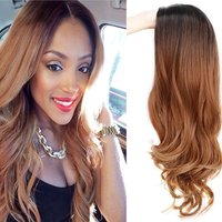 Perruques en Cheveux Humains Gradient Fiber pour Femmes - Long Ombre Brun Bouclé — Appareils pour la croissance des cheveux et du cuir chevelu