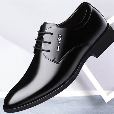 Chaussures en cuir pour hommes, chaussures de ville noires — Chaussures décontractées pour hommes