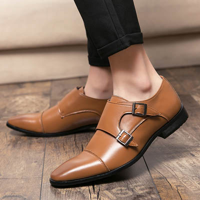 Chaussures en Cuir pour Hommes en Brun Rétro et Noir — Chaussures décontractées pour hommes