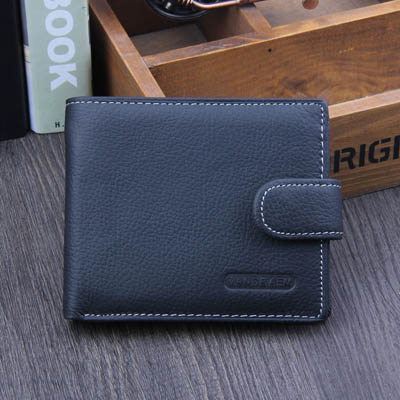 Men's Wallet, Real Leather, Short Design with Buckle