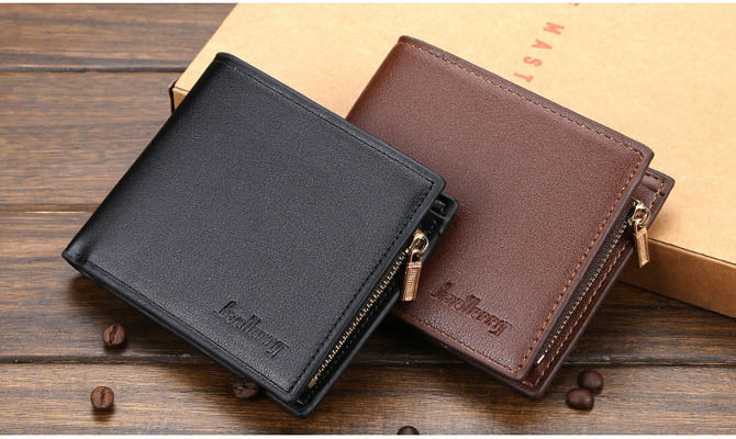 Portefeuille Multi-cartes avec Fermeture Éclair et Compartiments Multiples — Portefeuille Homme