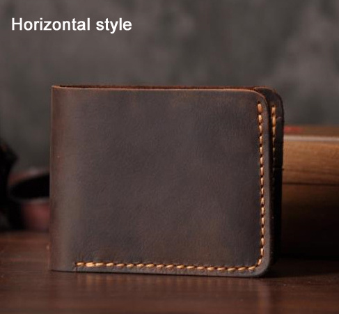 Portefeuille en cuir véritable Crazy Horse fait main pour hommes — Sacs à main pour femmes