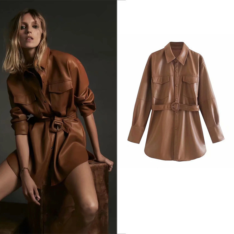 Veste en simili cuir à coutures de mode pour femmes — Blousons et vestes légères
