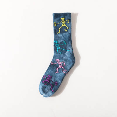 Trendy Tie-Dye Skull Skateboard Socks