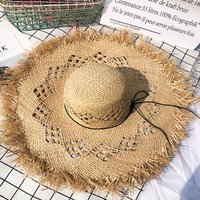 Chapeau de Paille Raffia d'Été pour Femmes avec Ruban