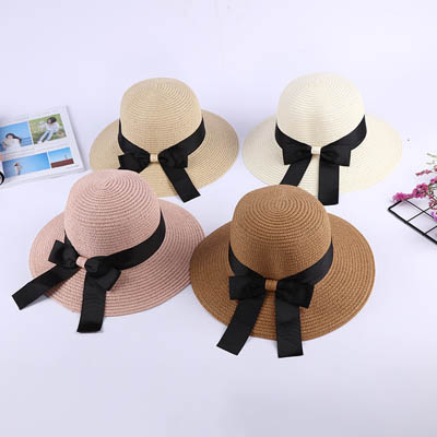 Chapeau de soleil pliable en style coréen avec nœud — Équipement de conditionnement physique