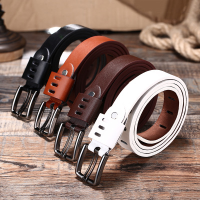 Ceinture en cuir avec boucle automatique et finition givrée — Ceinture en cuir