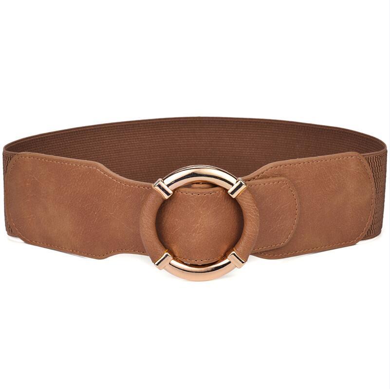 Ring Buckle Elastic Waist Protection Dress Wide Belt — Womens Dresses
