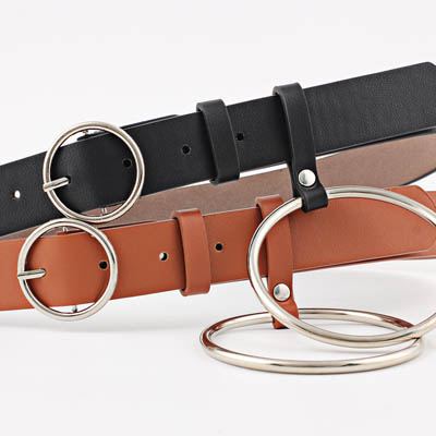 Ceinture décorative pour femmes avec boucle ronde — Ceinture en cuir