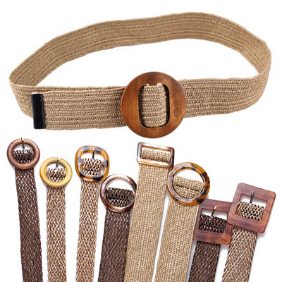 Ceinture en corde de chanvre avec boucle en bois, 103CM — Ceinture en cuir
