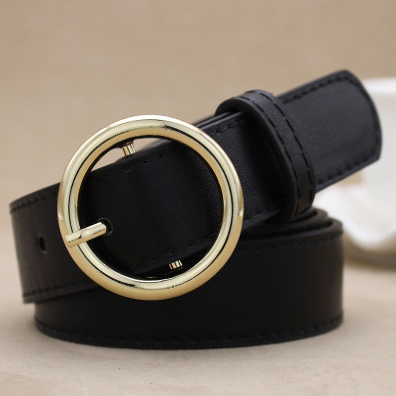 Alloy Round Buckle Versatile Belt for Adults — Leather Belt