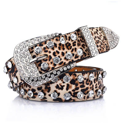 Rhinestone-Embellished Wide Belt
