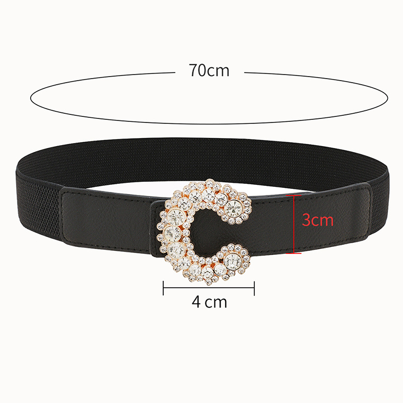 Ceinture élégante pour femme avec lettre C en diamant et design en toile
